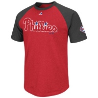 MLB Philadelphia Phillies Big Leaguer Fashion Crew Neck Ringer T-Shirt, Red Pepper Heather/Charcoal Heather MLB Philadelphia Phillies Big Leaguer Fashion Crew Neck Ringer T-Shirt, Red Pepper Heather/Charcoal Heather