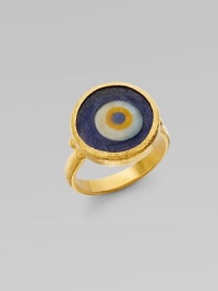 From the Evil Eye Collection. An evil eye of murano glass, richly framed in 24k gold, wards off negativity while looking divine.24k gold Murano glass Diameter, about ½ Imported From the Evil Eye Collection. An evil eye of murano glass, richly framed in 24k gold, wards off negativity while looking divine.24k gold Murano glass Diameter, about ½ Imported
