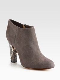 A genuine python heel lifts this must-have ankle boot in sumptuous suede. Python-covered heel, 4 (100mm)Suede upperSide zipLeather lining and solePadded insoleImported A genuine python heel lifts this must-have ankle boot in sumptuous suede. Python-covered heel, 4 (100mm)Suede upperSide zipLeather lining and solePadded insoleImported