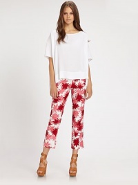 An impeccably-tailored trouser updated in printed cotton poplin and cropped just slightly above the ankle.Mid-rise waistBelt loopsZip-flyAngled pocketsFlat frontBack welt pocketsRise, about 8Inseam, about 29CottonDry cleanImportedModel shown is 5'10 (177cm) wearing US size 4.OUR FIT MODEL RECOMMENDS ordering true size. An impeccably-tailored trouser updated in printed cotton poplin and cropped just slightly above the ankle.Mid-rise waistBelt loopsZip-flyAngled pocketsFlat frontBack welt pocketsRise, about 8Inseam, about 29CottonDry cleanImportedModel shown is 5'10 (177cm) wearing US size 4.OUR FIT MODEL RECOMMENDS ordering true size.