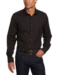 Perry Ellis Men's Long Sleeve Slim Fit Herringbone Plaid Woven Perry Ellis Men's Long Sleeve Slim Fit Herringbone Plaid Woven