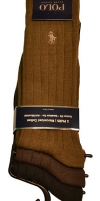 Polo Ralph Lauren Men's 3 Pack Socks Light Brown/Brown/Black Polo Ralph Lauren Men's 3 Pack Socks Light Brown/Brown/Black