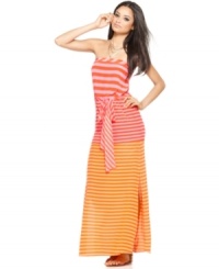 The sunset-inspired stripes of BCBGMAXAXRIA's strapless maxi dress make it a hot pick for spring and summer! The sunset-inspired stripes of BCBGMAXAXRIA's strapless maxi dress make it a hot pick for spring and summer!