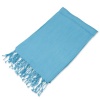 Leisureland Classic Unisex Aqua 100% Viscose Solid Color Fringe Scarf 24x68, 3.5 Fringe Each Side