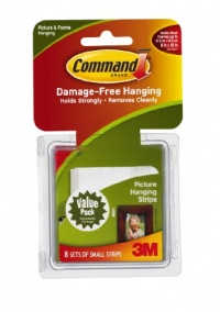 Command Small Picture Hanging Strips, White, 8-Strip