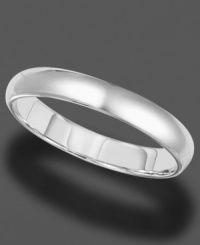With a rounded edge and slender band, this gleaming 14k white gold ring is perfect for every day. Size 8.5-13. With a rounded edge and slender band, this gleaming 14k white gold ring is perfect for every day. Size 8.5-13.
