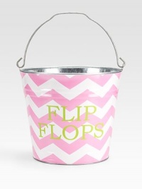 A galvanized bucket is a convenient spot for all of your beach and pool gear, from flip flops to kids toys. It's also a clever gift basket, ready to fill and give to a favorite beachcomber. Top handle 11H X 11 diameter Made in USA FOR PERSONALIZATION Select a quantity, then scroll down and click on PERSONALIZE & ADD TO BAG to choose and preview your monogramming options. Please allow 3-4 weeks for delivery.