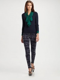 The Tory Burch aesthetic complements these sleek pants creating a perennial must-have style.Elasticized waistbandAllover printInseam, about 27RayonDry cleanImported Model shown is 5'10 (177cm) wearing US size Small. The Tory Burch aesthetic complements these sleek pants creating a perennial must-have style.Elasticized waistbandAllover printInseam, about 27RayonDry cleanImported Model shown is 5'10 (177cm) wearing US size Small.