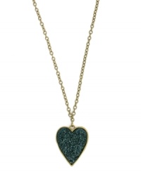 Love on the rocks. This dynamic pendant from BCBGeneration features green drusy chips in a pretty heart shape. Setting and chain crafted in gold tone mixed metal. Approximate length: 28 inches. Approximate drop: 2 inches. Love on the rocks. This dynamic pendant from BCBGeneration features green drusy chips in a pretty heart shape. Setting and chain crafted in gold tone mixed metal. Approximate length: 28 inches. Approximate drop: 2 inches.