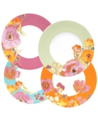 Mixing Impressionistic blooms and exciting colors, Lenox Floral Fusion dessert plates offer a modern look for the classic at heart. Gold tones highlight each blossom, contrasting bold bands on everyday porcelain. Mixing Impressionistic blooms and exciting colors, Lenox Floral Fusion dessert plates offer a modern look for the classic at heart. Gold tones highlight each blossom, contrasting bold bands on everyday porcelain.