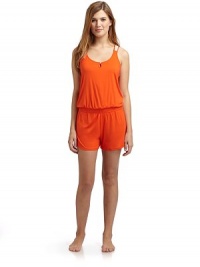 THE LOOKEmbroidered lace detail on racerbackDrop waistFront keyhole with button closureTHE FITAbout 25 from shoulder to hemTHE MATERIALBody: modal/spandexLace: nylon/spandexCARE & ORIGINMachine washImportedModel shown is 5'10 (177cm) wearing US size Small. THE LOOKEmbroidered lace detail on racerbackDrop waistFront keyhole with button closureTHE FITAbout 25 from shoulder to hemTHE MATERIALBody: modal/spandexLace: nylon/spandexCARE & ORIGINMachine washImportedModel shown is 5'10 (177cm) wearing US size Small.