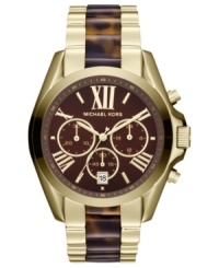Tortoise accents create a retro feel to this chronograph watch from Michael Kors' Bradshaw collection. Tortoise accents create a retro feel to this chronograph watch from Michael Kors' Bradshaw collection.