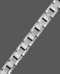 Polished to a T. This sophisticated men's style features a chic square link, round-cut diamonds (1 ct. t.w.), and a titanium setting. Approximate length: 8-1/2 inches. Polished to a T. This sophisticated men's style features a chic square link, round-cut diamonds (1 ct. t.w.), and a titanium setting. Approximate length: 8-1/2 inches.