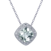 Cushion Cut Green Amethyst Pendant In Sterling Silver With 18 Chain (1.50 CT) Cushion Cut Green Amethyst Pendant In Sterling Silver With 18 Chain (1.50 CT)