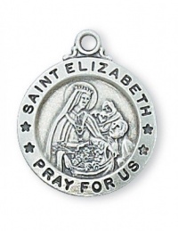 Patron Saint Of Widows, Nurses Sterling Silver Medal St. Elizabeth Includes 18 Inch Chain Patron Saint Of Widows, Nurses Sterling Silver Medal St. Elizabeth Includes 18 Inch Chain