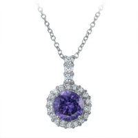 7MM 2CT. Purple Fashion Pendant In Sterling Silver With 18 Chain 7MM 2CT. Purple Fashion Pendant In Sterling Silver With 18 Chain