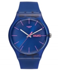 Eye-catching colors define the classic Swatch style on this Royal Blue Rebel collection watch. Eye-catching colors define the classic Swatch style on this Royal Blue Rebel collection watch.