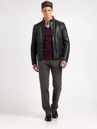 Fine tailoring and craftsmanship is displayed in the casual pant, shaped in a classic-fit silhouette that blends beautifully into your off-duty wardrobe.Flat-front styleSide slash, back welt pocketsInseam, about 32CottonMachine washImported Fine tailoring and craftsmanship is displayed in the casual pant, shaped in a classic-fit silhouette that blends beautifully into your off-duty wardrobe.Flat-front styleSide slash, back welt pocketsInseam, about 32CottonMachine washImported