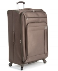Fly lighter. A built-in overweight indicator makes it easy to avoid airline fees and pack like a pro. Crafted from an innovative lightweight Dura-Tec material, this suitcase has a fully integrated fiberglass frame that rolls effortlessly on four multi-direction spinners. A fully-lined expandable interior uses tie-down straps to keep your belongings in place & your clothes wrinkle-free. Fly lighter. A built-in overweight indicator makes it easy to avoid airline fees and pack like a pro. Crafted from an innovative lightweight Dura-Tec material, this suitcase has a fully integrated fiberglass frame that rolls effortlessly on four multi-direction spinners. A fully-lined expandable interior uses tie-down straps to keep your belongings in place & your clothes wrinkle-free.