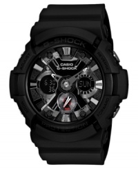 Durable under pressure, just like you. This blacked out G-Shock watch is a multifunctional masterpiece. Durable under pressure, just like you. This blacked out G-Shock watch is a multifunctional masterpiece.