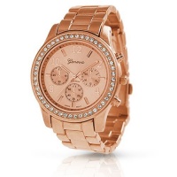 Bling Jewelry Geneva Rose Gold Plated Classic Round CZ Ladies Watch Bling Jewelry Geneva Rose Gold Plated Classic Round CZ Ladies Watch