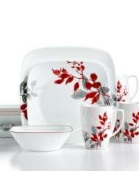 In true Corelle fashion, the Kyoto Leaves dinnerware set boasts exceptional performance and exquisite style. Clean lines in luminous white with red trim and graceful Asian botanicals redefine the casual table with serene, effortless elegance. In true Corelle fashion, the Kyoto Leaves dinnerware set boasts exceptional performance and exquisite style. Clean lines in luminous white with red trim and graceful Asian botanicals redefine the casual table with serene, effortless elegance.