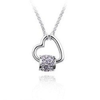Keep Me in Your Heart Interlocking Heart and Ring Purple Crystal Pendant Necklace Fashion Jewelry Keep Me in Your Heart Interlocking Heart and Ring Purple Crystal Pendant Necklace Fashion Jewelry