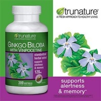 TruNature Ginko Biloba with Vinpocetine, 300-softgels Bottle TruNature Ginko Biloba with Vinpocetine, 300-softgels Bottle