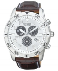 Keep your adventures in order with this Perpetual Calendar Chronograph watch from Citizen. Built with Eco-Drive, harnessing both natural and artificial light, never needing a battery. Keep your adventures in order with this Perpetual Calendar Chronograph watch from Citizen. Built with Eco-Drive, harnessing both natural and artificial light, never needing a battery.