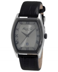 A casual watch from Kenneth Cole New York with handsome leather and shadowy tones. A casual watch from Kenneth Cole New York with handsome leather and shadowy tones.