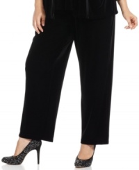 Celebrate the holiday season in style with Elementz' plus size wide-leg pants, crafted from plush velvet. Celebrate the holiday season in style with Elementz' plus size wide-leg pants, crafted from plush velvet.