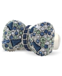 The bow and the beautiful. This stretch ring from BCBGeneration is crafted from silver-tone mixed metal with blue faceted stones adding a stylish, whimsical touch. The bow and the beautiful. This stretch ring from BCBGeneration is crafted from silver-tone mixed metal with blue faceted stones adding a stylish, whimsical touch.