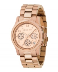 Everything's coming up roses with this warm, multi-functional watch by Michael Kors. Everything's coming up roses with this warm, multi-functional watch by Michael Kors.