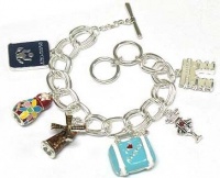 Chunky World Traveler Themed Charm Bracelet Silver Tone with DETAILED ENAMELED CHARMS! Chunky World Traveler Themed Charm Bracelet Silver Tone with DETAILED ENAMELED CHARMS!