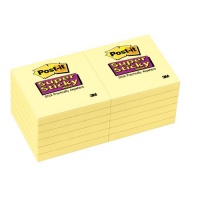 Post-it® Notes, Super Sticky Pad, 3 Inches x 3 Inches, Canary Yellow, 12 Pads per Pack Post-it® Notes, Super Sticky Pad, 3 Inches x 3 Inches, Canary Yellow, 12 Pads per Pack