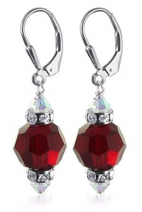 SCER266 Sterling Silver 10mm Faceted Round Garnet Crystal Earrings Made with Swarovski Elements SCER266 Sterling Silver 10mm Faceted Round Garnet Crystal Earrings Made with Swarovski Elements