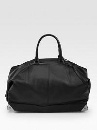 Gorgeous double-sided cowhide leather in a top-handle carryall, perfectly sized for all your essentials.Double top handles, 5 dropShoulder strap, 13½ dropTop zip closureProtective metal feetOne inside zip pocketTwo inside open pocketsFully lined10W X 18H X 9½DImported Gorgeous double-sided cowhide leather in a top-handle carryall, perfectly sized for all your essentials.Double top handles, 5 dropShoulder strap, 13½ dropTop zip closureProtective metal feetOne inside zip pocketTwo inside open pocketsFully lined10W X 18H X 9½DImported
