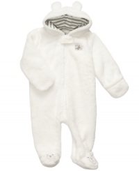 Wrap them in a warm bear hug with this sweet and cuddly microfleece footed coverall from Carter's. Wrap them in a warm bear hug with this sweet and cuddly microfleece footed coverall from Carter's.
