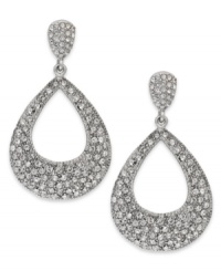 Add shine with this shapely style. These Alfani drop earrings feature a darling teardrop with sparkling crystal glass accents. Crafted in silver tone mixed metal. Approximate drop: 3 inches. Add shine with this shapely style. These Alfani drop earrings feature a darling teardrop with sparkling crystal glass accents. Crafted in silver tone mixed metal. Approximate drop: 3 inches.