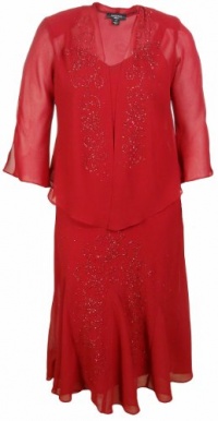 R&M Richards Women's Beaded Crepe Long Dress with Jacket