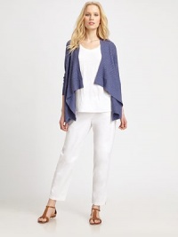 A clever combination of textures gives this open-front knit with classic ribbed trim, a unique feel.Open frontThree-quarter sleevesCascade hemAbout 25 from shoulder to hem56% linen/44% cottonDry cleanImported Model shown is 5'10 (177cm) wearing US size Small. A clever combination of textures gives this open-front knit with classic ribbed trim, a unique feel.Open frontThree-quarter sleevesCascade hemAbout 25 from shoulder to hem56% linen/44% cottonDry cleanImported Model shown is 5'10 (177cm) wearing US size Small.