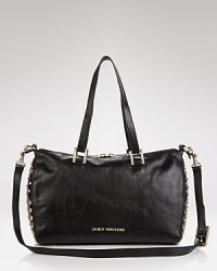 Always cool, this Juicy Couture satchel brings a hint of glamour to your daytime accessories rotation, crafted of leather. Multiple interior pockets and a zipped up interior provide on-duty organization. Always cool, this Juicy Couture satchel brings a hint of glamour to your daytime accessories rotation, crafted of leather. Multiple interior pockets and a zipped up interior provide on-duty organization.