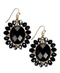 Black hole sun. These stunning drop earrings from INC International Concepts are designed in a starburst silhouette with jet glass and plastic stones. Crafted in 14k gold-plated mixed metal. Approximate drop: 1-7/8 inches. Black hole sun. These stunning drop earrings from INC International Concepts are designed in a starburst silhouette with jet glass and plastic stones. Crafted in 14k gold-plated mixed metal. Approximate drop: 1-7/8 inches.