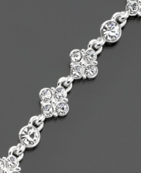 Add polish with this lovely antique-inspired crystal cluster, silvertone bracelet. Length measures 7-1/4 inches. Add polish with this lovely antique-inspired crystal cluster, silvertone bracelet. Length measures 7-1/4 inches.