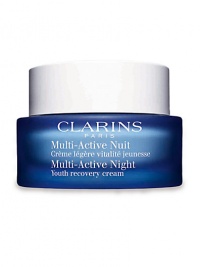 Say Goodnight to Early Wrinkles. Youth recovery cream with the benefits of eight hours of sleep in a jar -- to help renew and repair your skin. Multi-Active Night Cream complement the day creams with repairing and correcting actions, respectively. Multi-Active Night Youth Recovery creams help skin recover this sleep debt and helps restore cellular renewal. Skin looks more refreshed upon waking and the appearance of fine lines and wrinkles are diminished. 1.7 oz. 