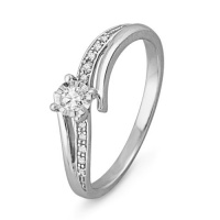10KT White Gold Round Diamond Bypass Promise Ring (1/10 cttw) 10KT White Gold Round Diamond Bypass Promise Ring (1/10 cttw)