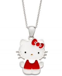 Look resplendent in red, just like Hello Kitty. This sterling silver pendant provides a whimsical touch for any occasion. Approximate length: 18 inches. Approximate drop: 1 inch. Look resplendent in red, just like Hello Kitty. This sterling silver pendant provides a whimsical touch for any occasion. Approximate length: 18 inches. Approximate drop: 1 inch.