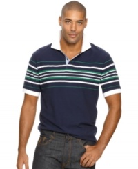 With bright stripes and a sleek contrast collar, Rocawear has perfected the polo. With bright stripes and a sleek contrast collar, Rocawear has perfected the polo.