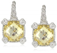 Judith Ripka Linen Yellow Small Cushion Stone Earrings Judith Ripka Linen Yellow Small Cushion Stone Earrings