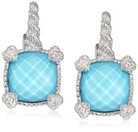 Judith Ripka Linen Blue Small Cushion Stone Earrings Judith Ripka Linen Blue Small Cushion Stone Earrings